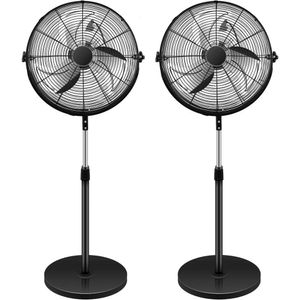 Eenvoudige luxe 20-inch verticale fan 2-delige set-High-speed zwaar metaal voor industrieel, commercieel, residentieel en broeikasgebruik-zwart