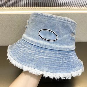 Chapeau de pêcheur à lisière rugueuse en denim simple pour femme Printemps et été Style coréen All-Match Face Cover Face Petit chapeau seau Tout assorti Chapeaux de bassin résistants au soleil