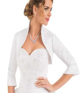 Veste en Satin blanc à manches 34, Design Simple, vente en gros, boléro de mariée de bonne qualité, 100, 9823385