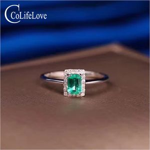 Simple Design Emerald Trouwring 4 mm * 6 mm 0.5 CT Real Natural Emerald Ring Solid 925 Silver Emerald Ring