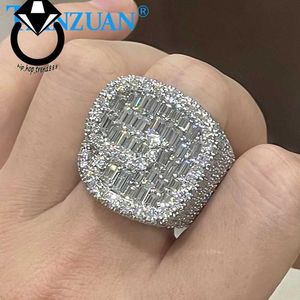 Design simple G Ring 925 Silver Moissanite Mens Ring Aneaux de mariage de luxe pour les couples Fine Bijoux