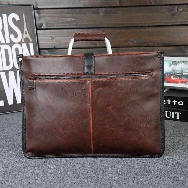 Conception simple en cuir Men de mallette avec handle métallique Business Men Document Sac Classic Office Mens Sacs Handbag1275i