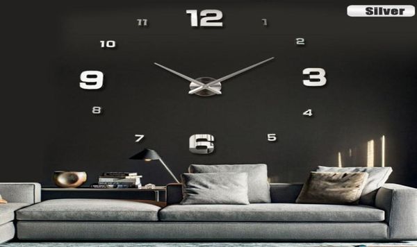 Conception Simple miroir numéro autocollant horloge murale Art mural bricolage horloges murales acrylique 3D Quartz horloge montre bricolage décor à la maison 9199715