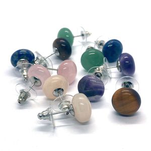 Boucle d'oreille de bijoux de perles ovales de charme de pierre gemme naturelle de conception simple diverse de guérison pour des femmes