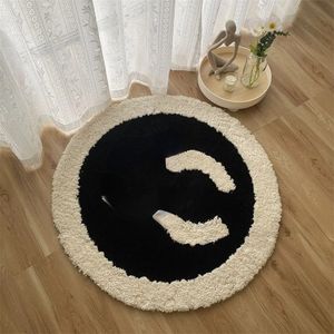 Tapis rond Simple et solide de styliste, pour chambre à coucher, chaise d'ordinateur, épais, pour salon, Table basse, décor de chambre