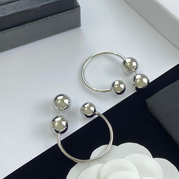 Boucles d'oreilles pendantes en argent de styliste simples, aretes orecchini pour femmes, boucles d'oreilles de marque, cerceau avec timbre avec boîte