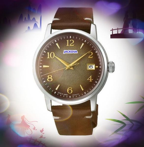 Cadran simple Date automatique hommes montres de luxe hommes bracelet en cuir véritable mouvement à Quartz horloge trois broches cadran en forme de terre cadeaux de montre d'affaires populaires