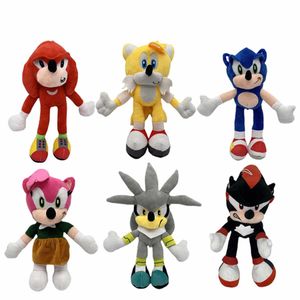 LLavero de muñeco de peluche Sonic de 28cm, juguetes de dibujos animados de algodón PP, negro, azul, sombra, erizo, juguete colgante de peluche suave, regalos de cumpleaños para niños