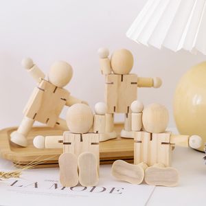 Eenvoudige doe-het-wit schilderij graffiti houten figuur kinderen tafelblad decoratie ornamenten gezamenlijke puzzel marionet speelgoed