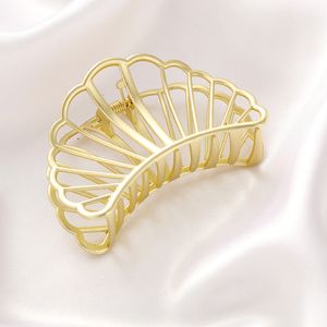 Eenvoudige elegante gouden holle geometrische metalen klemmen voor vrouwen haar klauw clips krab haarspin hoofdband dame mode accessoires vintage sieraden