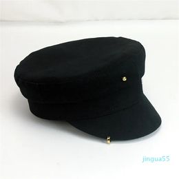 Eenvoudige Borduurhoed Vrouwen Mannen Street Fashion Style sboy Hoeden Zwarte Baretten Flat Top Caps Mannen Drop Ship Cap