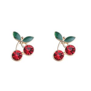 Eenvoudige voortreffelijke ontwerper Sweet Cherry Oorrings For Women Red Cherry Fruit Stud Earring Cute Girl Edition Luxe sieradencadeau