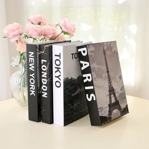 Simple Fake Books for Decoration koffietafel Moderne Home Book Box Remote Control Storage Paris London York 240328