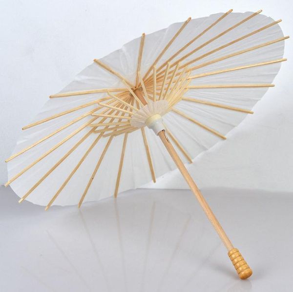 Parasols en éventail simples pour mariée et mariage, parapluie en papier blanc, manche en bois, artisanat japonais et chinois, parapluies de 60cm de diamètre