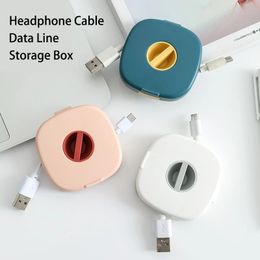 Caja de cables para auriculares, enrollador de línea de datos, organización de escritorio multifunción, soporte portátil giratorio, función de almacenamiento