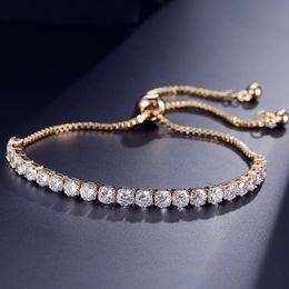 Bijoux de mode simples offre spéciale, or blanc 18 carats rempli de plusieurs pierres précieuses CZ diamant tirant un Bracelet porte-bonheur réglable pour femmes, cadeau