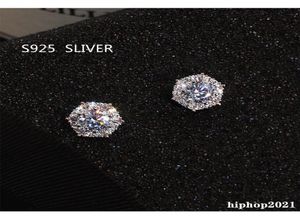 Eenvoudige mode -sieraden Prachtige echte 925 Sterling Silver Round Cut White CZ Diamond Gemstones Party Women Wedding Bridal Stud Earr8611739