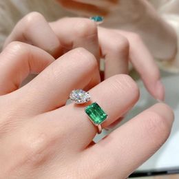 Bagues de mariage simples pour femmes, bijoux à la mode, goutte d'eau, émeraude, diamant CZ, pierres précieuses, fête éternité, ouvert, réglable, cadeau