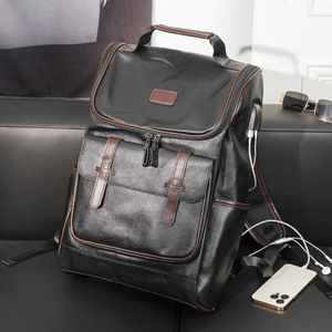 Mochila coreana de moda sencilla, mochila de cuero para hombres a la moda urbana, mochila de ocio al aire libre, bolsa de libros para estudiantes, moda 230615