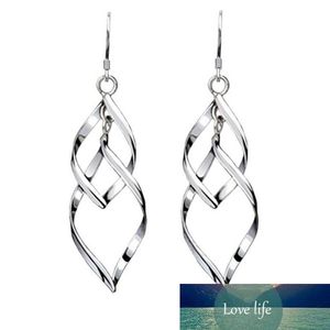 Simple mode spirale balancent boucles d'oreilles pour les femmes or argent plaqué bijoux dame fête cadeaux en gros