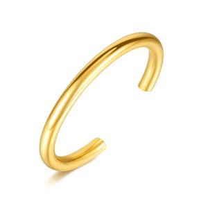 Eenvoudige mode roestvrij staal gladde open manchet armband voor dames heren armband hiphop sieraden verstelbaar 6 mm breed goud/ zilver 1022