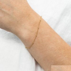 Eenvoudige Vrouwelijke Ball Chain Armband Sieraden Nieuwe Gelaagde Dunne Kralen Voor Vrouwen Been Goud Roestvrij Dhgarden Otwln