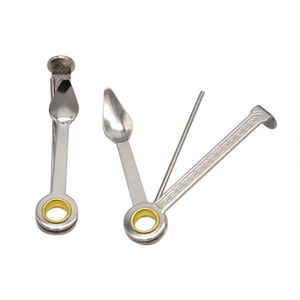 Eenvoudig vouwen Type 3 in 1 rookbuizen reinigingsmiddel gereedschap Pick metalen lepel REAMERS Multi -functionele tabaksmessenkits kits