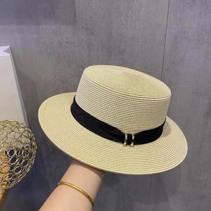 Eenvoudige Franse zon-proof Japanse stijl Flat Top Straw Hats vrouwelijke zomerside strohoed vrouwelijke zon-proof zon hoeden