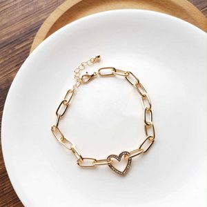 Bracelets en strass en forme de coeur rond géométrique simple pour femme chaîne en or en acier inoxydable bijoux de luxe accessoires cadeaux Q0719