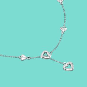 Simple Girl Silver Jewelry S925 Collar de plata esterlina Cadena en forma de corazón 41 CM Longitud OL Estilo Accesorios de plata Colar Q0531