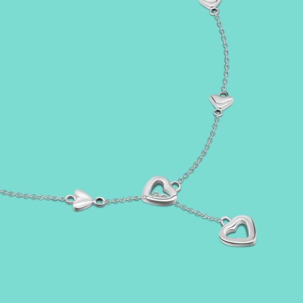 Simple Girl Silver Jewelry S925 Collier en argent sterling Chaîne en forme de coeur 41CM Longueur OL Style Accessoires en argent Colar Q0531