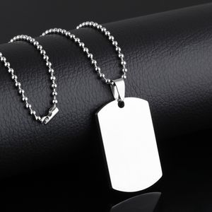 Eenvoudige glanzende letters letteren Dog Tag 316L roestvrijstalen rechthoek hanger ketting Student Soldaat Identificatie Hangers sieraden