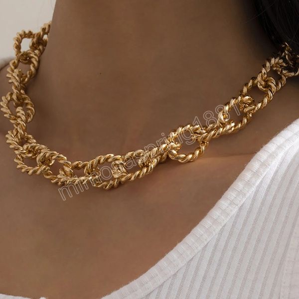Simple or couleur métal fil chaîne collier hommes rétro personnalité créative courte clavicule colliers filles mode bijoux