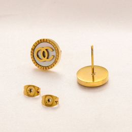Designers de marque sier plaqués en or simple c-lettres étalons géométriques célèbres femmes rondes en acier inoxydable boucles de mariage cadeau bijoux