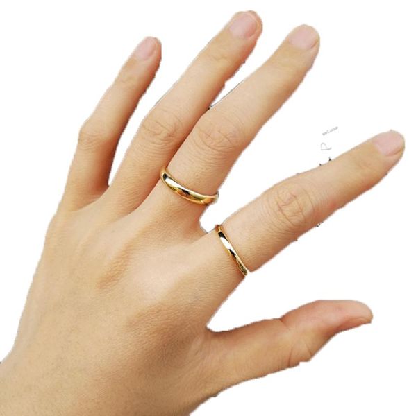 Anillos de banda unisex chapados en oro simples para pareja Moda Mujer Hombre Compromiso de boda Amante Anillos de dedo Accesorios de joyería 28197328991