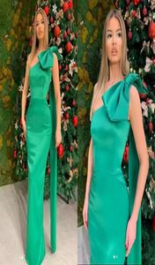 Simple vert grande taille sirène robes de soirée une épaule arc satin longueur de plancher sur mesure robe de soirée de bal robes formelles Occ6212333