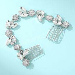 Eenvoudige haarkam Mode haarspeld Bruiloft haaraccessoires Bloemvormige haarband Kristal Prom Noiva Haarsieraden Huwelijk Bijoux