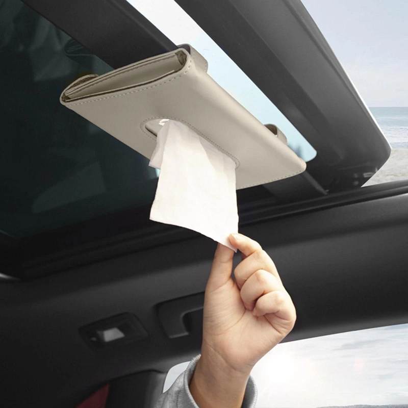 Eenvoudige haak/strap universele auto -weefselhouder pu lederen hangende papieren handdoek clip achterbank tissue case auto interieur accessoires
