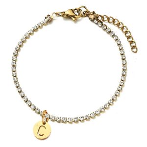 Eenvoudige eerste letter tennis enkelband voor vrouwen 14k gouden kubieke zirkonia beenketen enkelarmband strand sieraden