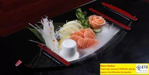 Assiette ABS japonaise simple bateau Sashimi noir plateau de service bateau Sushi Restaurant japonais