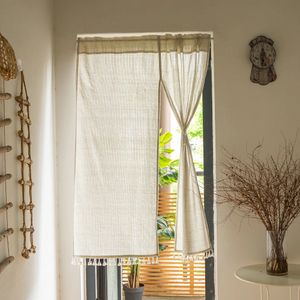 Rideau de séparation en tissu coupe-vent en coton et lin de style japonais simple, rideau de porte de maison semi-ombragé, rideau court 240118