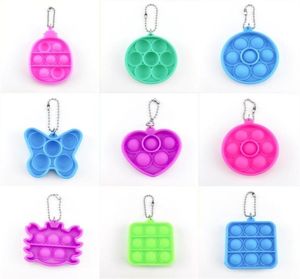 Key Key Ring Sensory Poo-its Push Bubble Toy Keychain Squeeze Finger Fonge Fruits Round Square Strain Relatement Bubble Pers HH31I1RG3890235