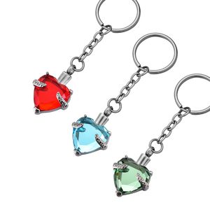 Porte-clés simples en forme de cœur, pendentif en cristal, urne de crémation, porte-clés commémoratif pour animaux de compagnie humains, bijoux, cadeau pour hommes et femmes