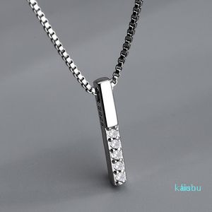Simple Kolye 925 2mm Clavicule Vertical Collier Femelle Neckless Box Sterling Bar Silver Femmes Cuker Solid SN041 PPIC
