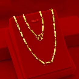 Simple femmes coréennes chaîne collier sans pendentif pour mariage fiançailles anniversaire bijoux 2.5mm 14K or jaune collier cadeaux Q0531