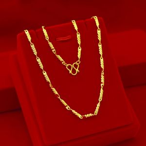 Simple femmes coréennes chaîne collier sans pendentif pour mariage fiançailles anniversaire bijoux 2.5mm 14K or jaune collier cadeaux Q0531