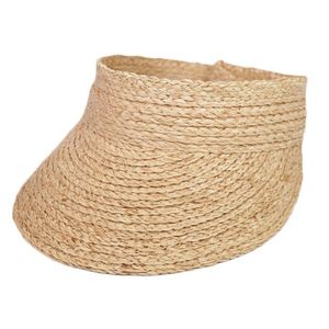 Simple Mesdames Uv Roll Up Coréen Pare-Soleil Chapeau Femmes Paille Raphia Caps