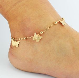 Feuilles simples papillon bracelets de cheville pieds nus Crochet sandales pied bijoux jambe nouveaux bracelets de cheville sur pied cheville bracelets pour femmes jambe chaîne