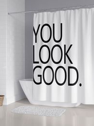Lettre simple rideaux de douche blanc noir conception rideau de salle de bain nordique décoration intérieure accessoires de salle de bain écran de bain avec crochets