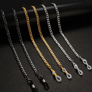 Eenvoudige schakelketting voor brillenmasker Lanyard dames heren roestvrij staal goudkleur zonnebrilkettingen brillenkoordriem cadeau